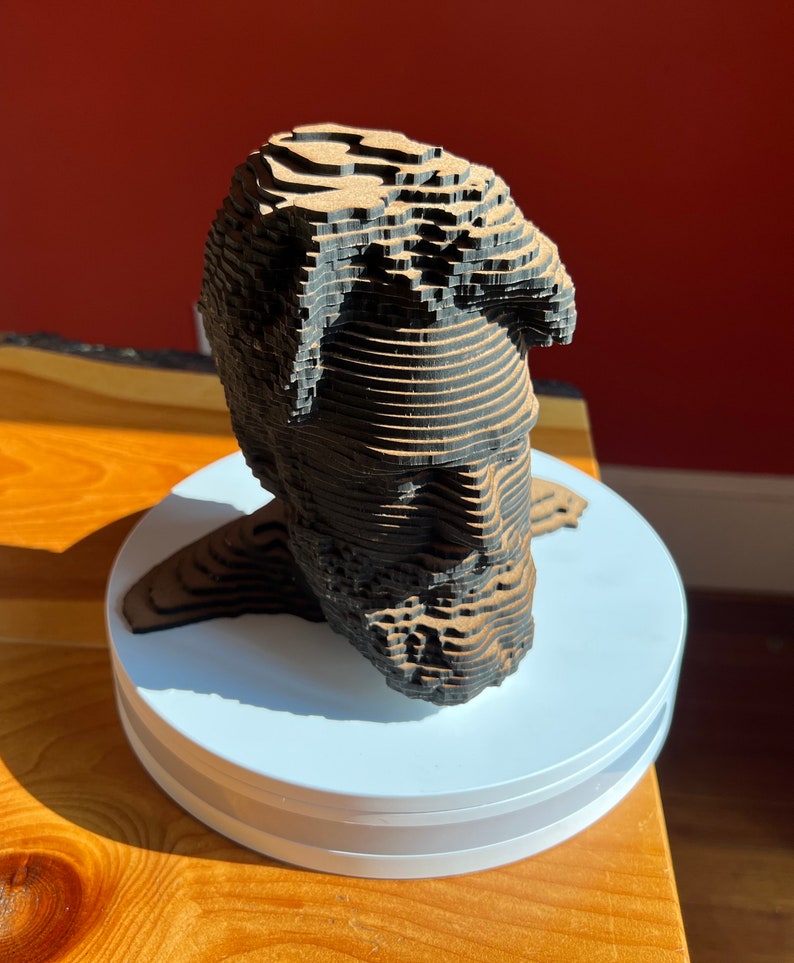 Custom Bust Sculpture Laser Cut Layered Wood image 5