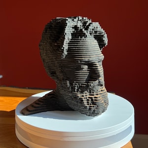 Custom Bust Sculpture Laser Cut Layered Wood image 1