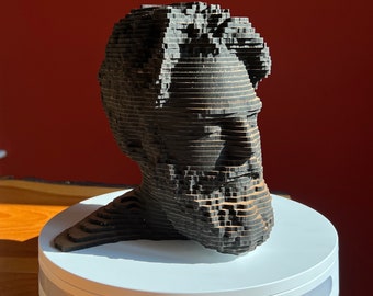 Custom Bust Sculpture Laser Cut Layered Wood