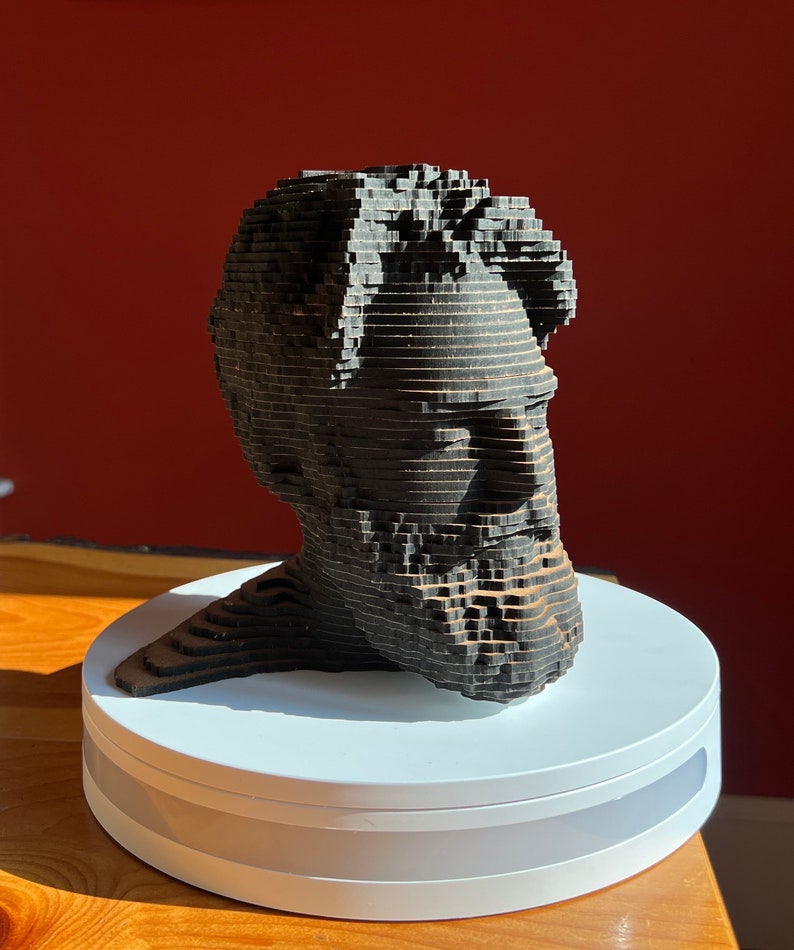 Custom Bust Sculpture Laser Cut Layered Wood image 1
