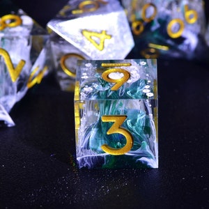 DND Raindrop Dice | D&D bule dice set | galaxy Sharp Edge dice | handmade dice for board game  |TTRPG DICE