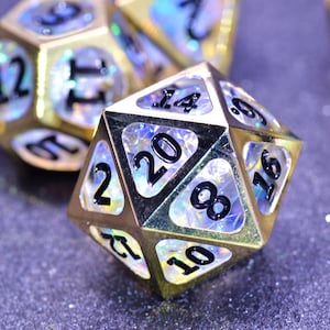 Golden cage DND dice,Arcane metal magic D&D dice,Metal-Resin dice set,Dungeons and Dragons wizard dice ,Sharp Edge Polyhedral Dice Gift