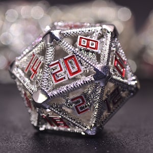 Hollow dragon metal dice set,DnD metal dice,shiny metal dice,Silver glitter dragon dice,Dungeons and Dragons polyhedral dice,Dice gift