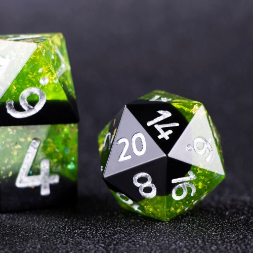 Green Glass Dnd Dice Set All Triforce Dice Etsy