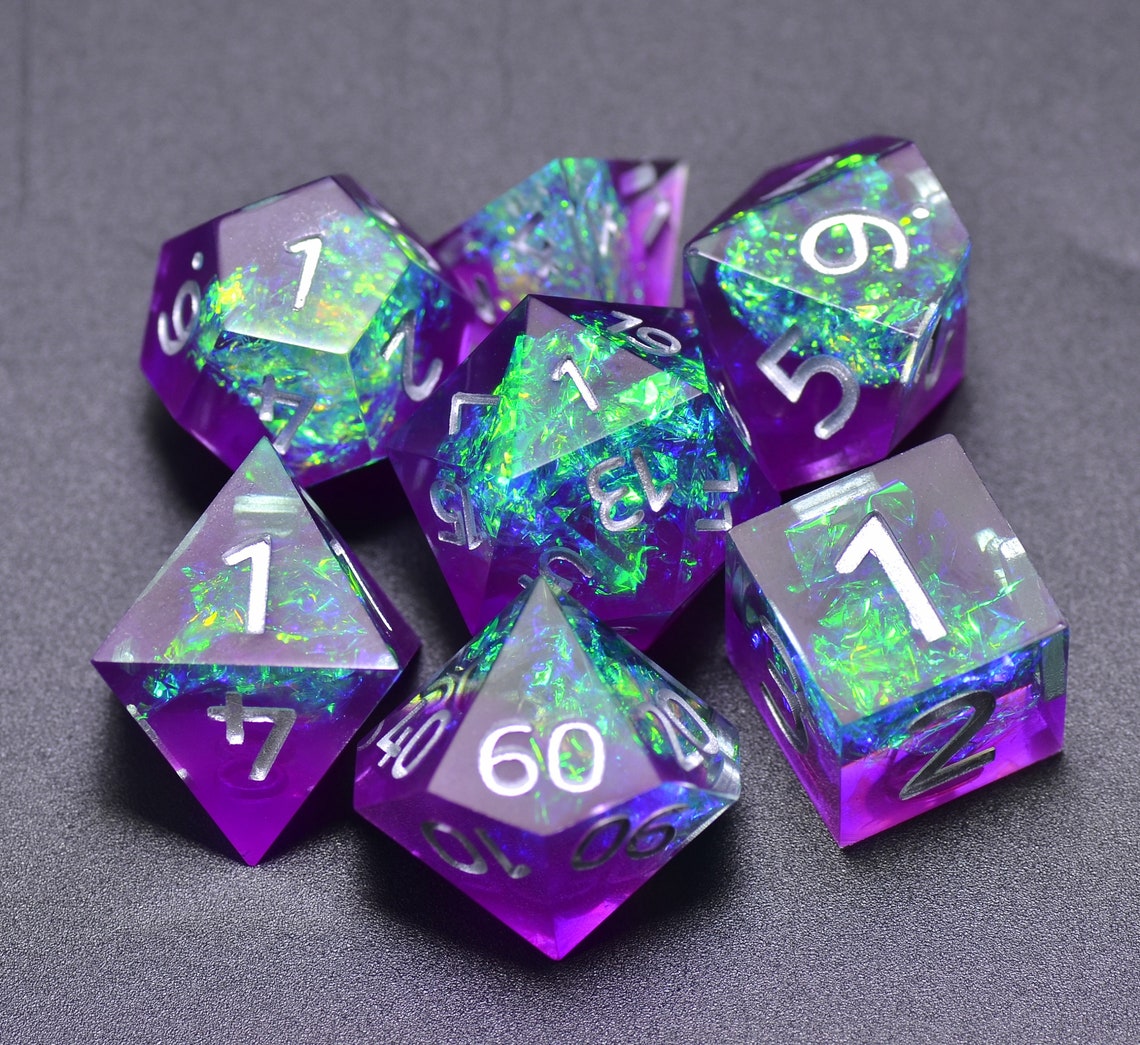 Cyberpunk dice set Amethyst dnd dice Purple dice set Etsy