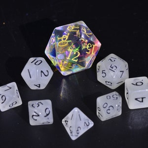 Mini Glow In The Dark Dice Set: Resin D&D Dice