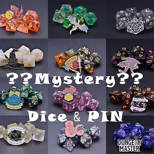 Mystery DND dice set,Mystery Random dice and pin,blind bag dice set,Fortune polyhedral dice set,Dungeons and Dragons DICE,DND gift