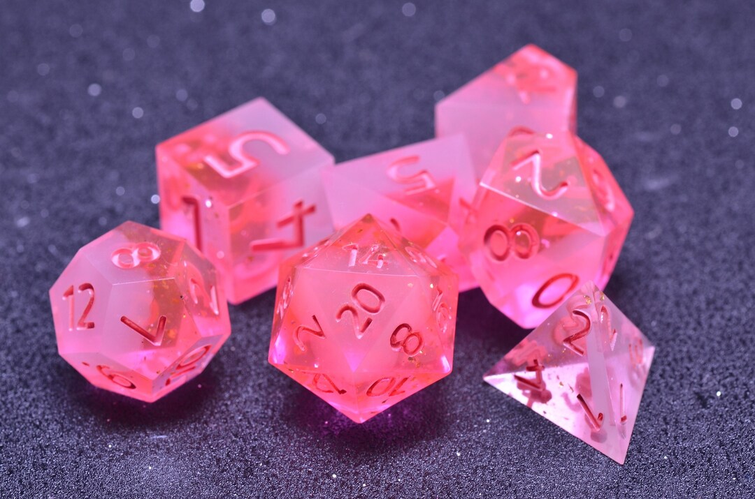 D&D Pink Magic Dice SET Dungeons and Dragons Red Resin Dice Etsy