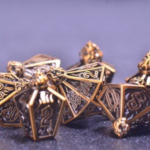 Flame Gyro DND Dice set, Steampunk dnd dice, Hollow metal dice Dwarf Artisan Dice Balanced  D&D  5e metal dice ,Unique Dice Gifts