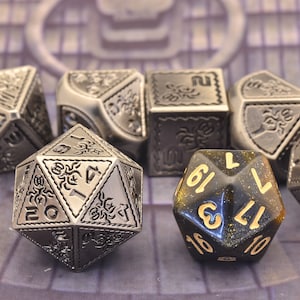 Giant metal dice | Heavy metal dice  | Cthulhu Octopus metal dice set |Dungeons and Dragons polyhedral dice set