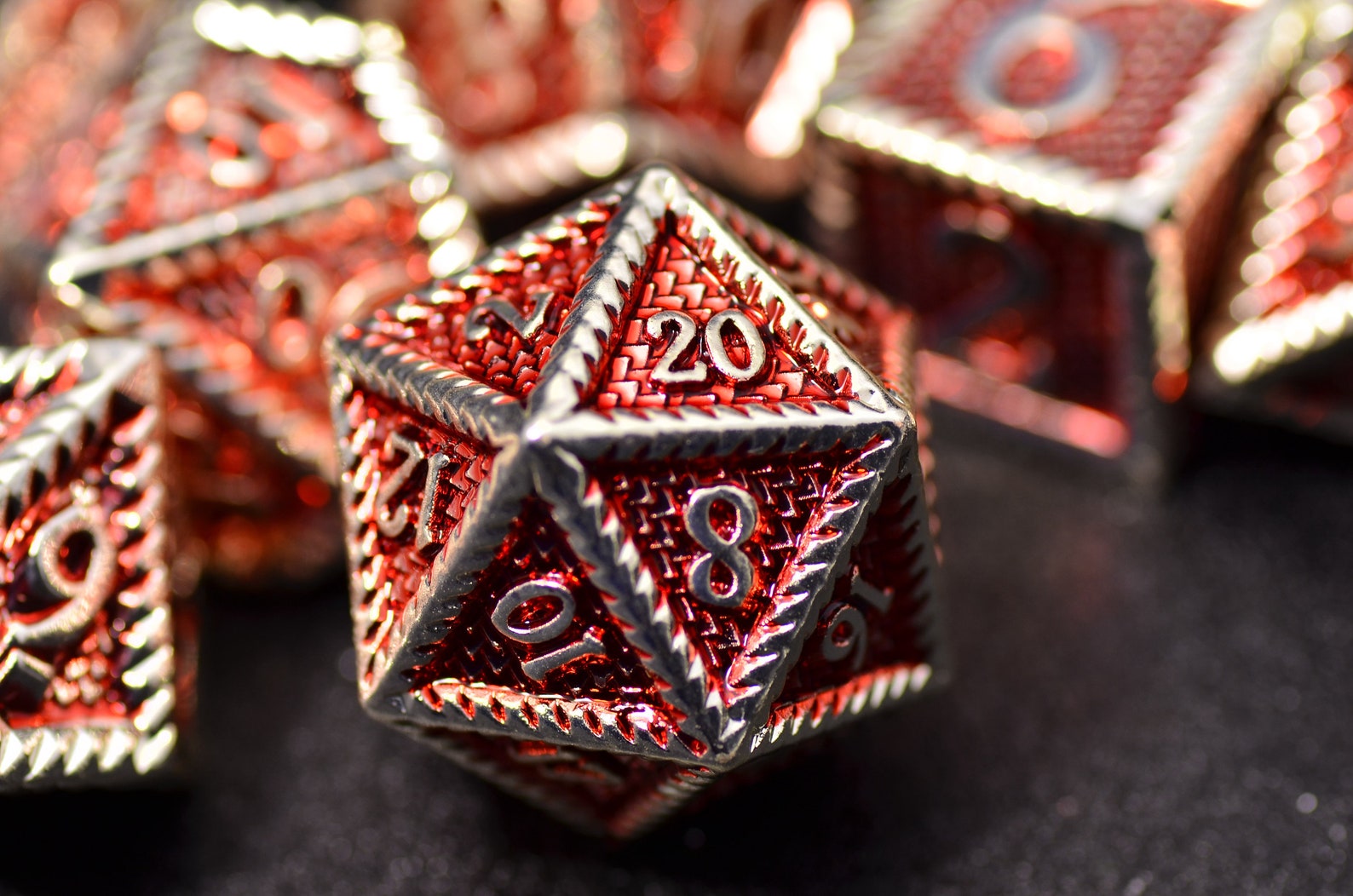 Red Dragon Scale Metal Dice Red Aluminum Gloss Dice Etsy