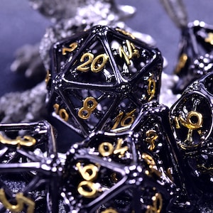 Black bone hollow dice | Dungeons and Dragons  metal dice | D&D hollow dice set |Necromaner dice| Board game Halloween dice