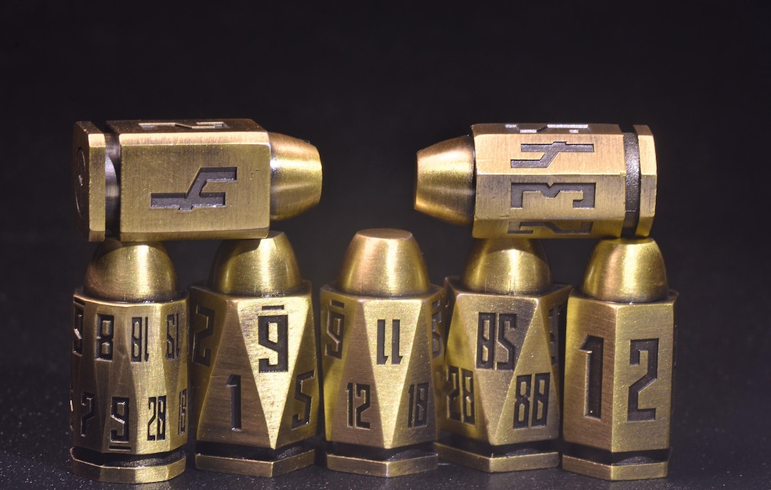 Brass Bullet Dice Set, Full Set of Bullet Dice With D20d4,weighted