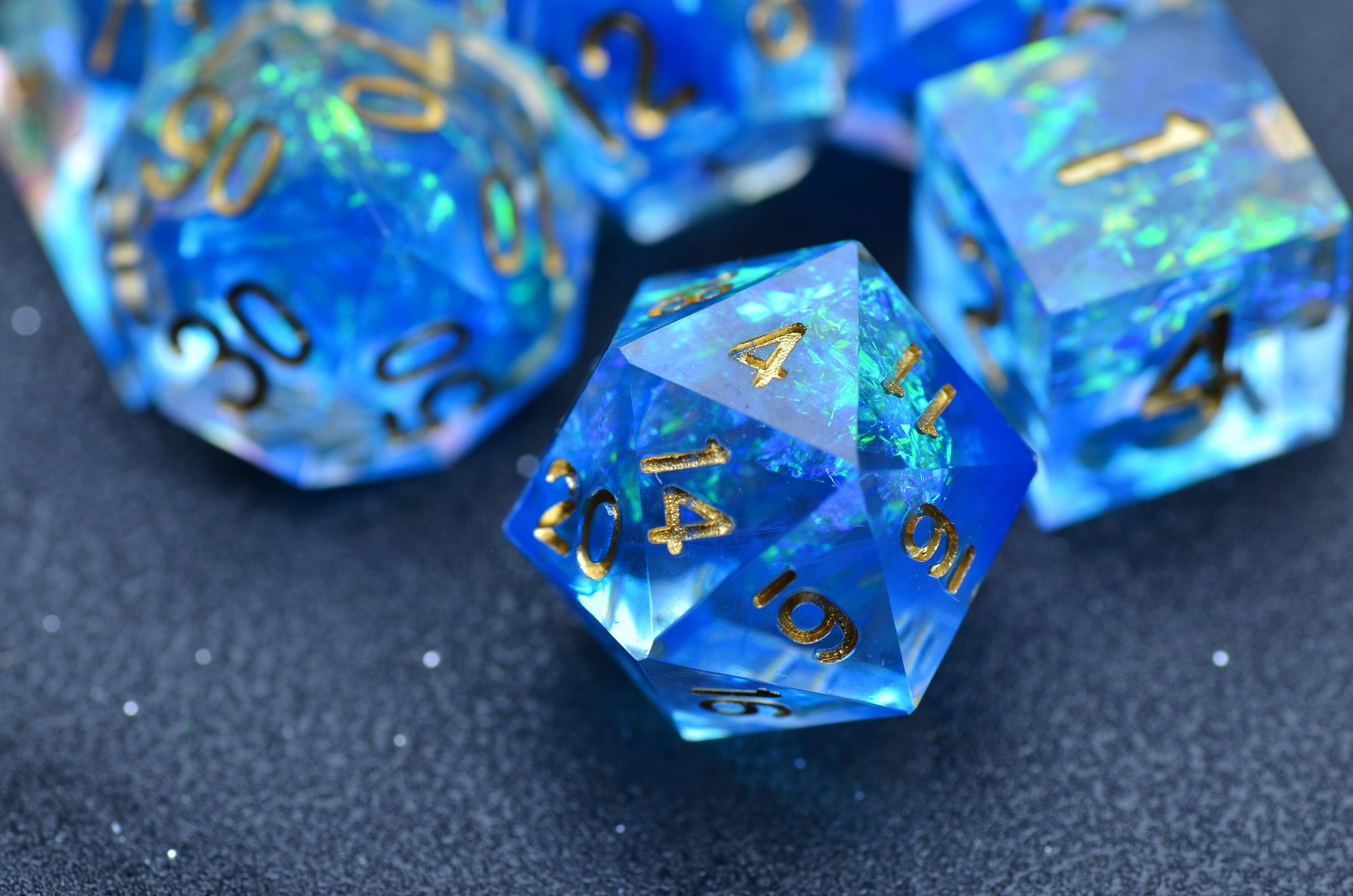 Deep blue sea dnd dice set Blue divine dnd dice Glitter Etsy