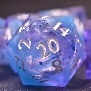 Blue Pink Nebula Liquid Dice Set,steampunk dnd dice,DND Sharp Edge dice, Dungeons and Dragons Polyhedral RPG Dice for Tabletop Gaming