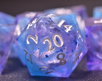 Blue Pink Nebula Liquid Dice Set,steampunk dnd dice,DND Sharp Edge dice, Dungeons and Dragons Polyhedral RPG Dice for Tabletop Gaming