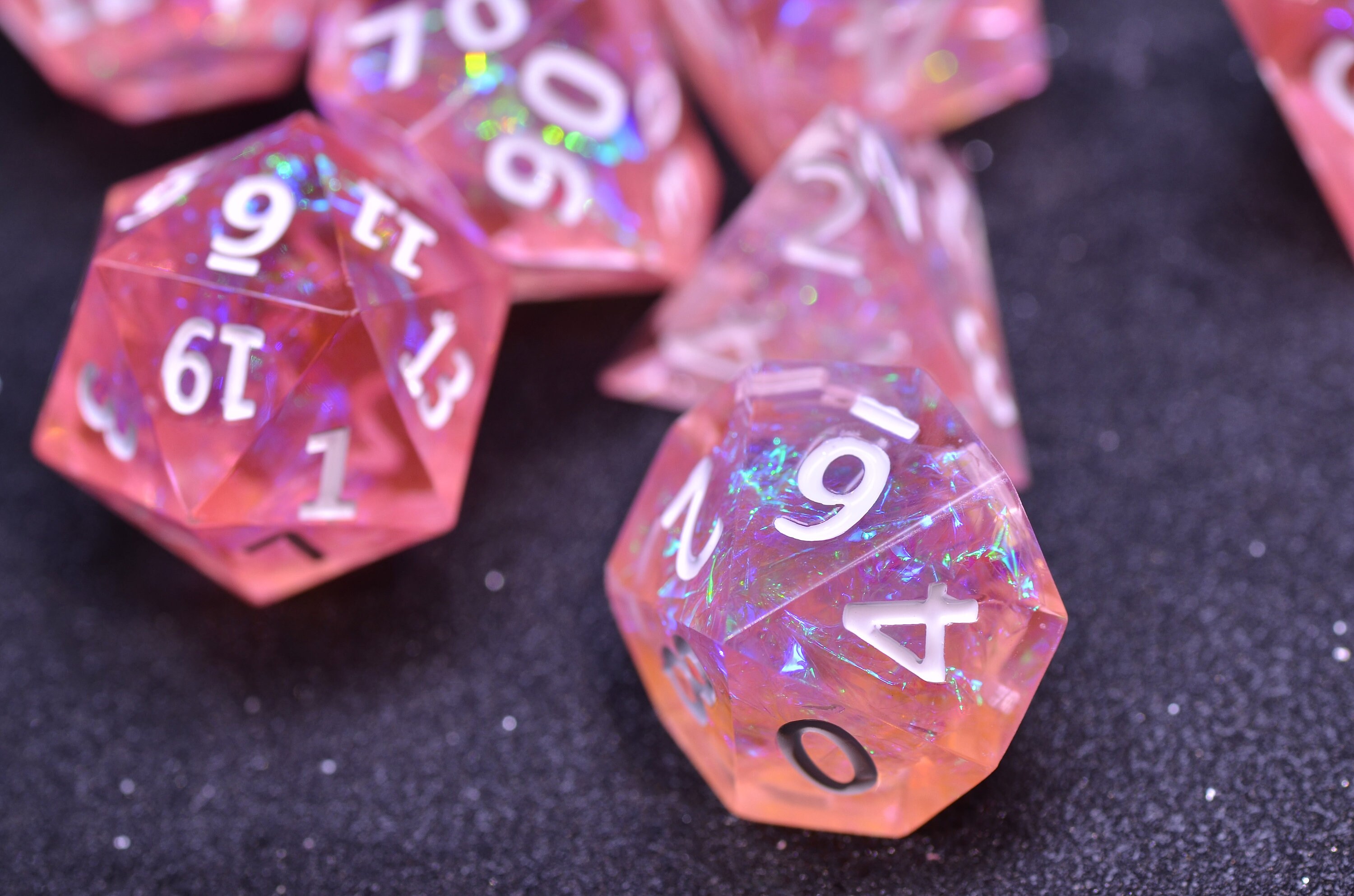 Crystal Pink DND dice set D&D Polyhedral dice set Light Etsy