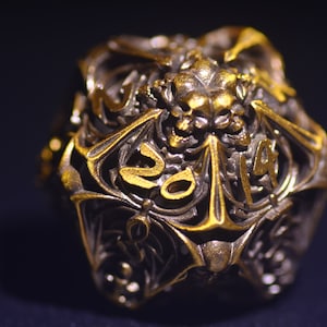 Necromancer&#39;s Delight D&D Dice Set  | Metal Skull Skeleton Dice | Unique Tabletop RPG Gaming Dice