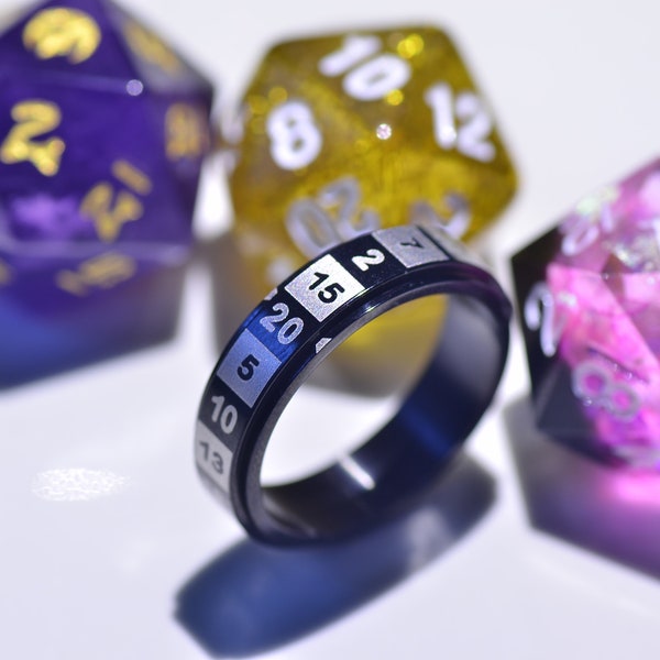 Dungeons and Dragons Dice ring | D20 dice Number Spinner Ring | Life Counting Dice | DND gift
