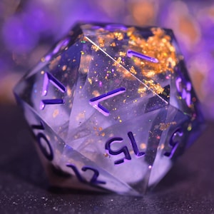 Handmade Violet Star DND Dice Set | Sharp Edge Resin Polyhedral Dice for Dungeons and Dragons | DND dice gift