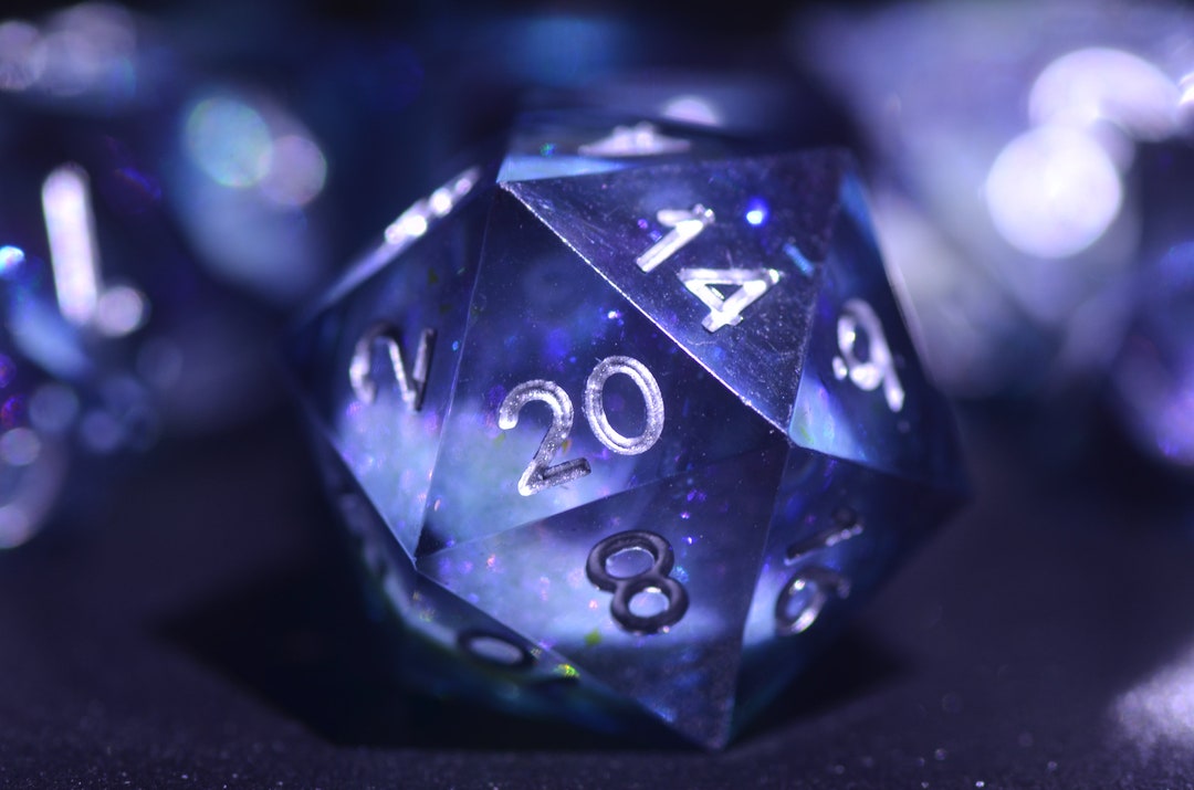 Dark Blue Liquid Core DND Dice Quicksand Liquid Core Dice D&D Dragon Dice Dungeons and Dragons