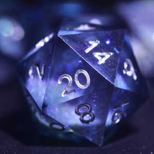 Dark Blue Liquid Core DND Dice | Quicksand liquid core dice | D&D dragon dice|  Dungeons and Dragons dice | dragon Sharp Edge dice
