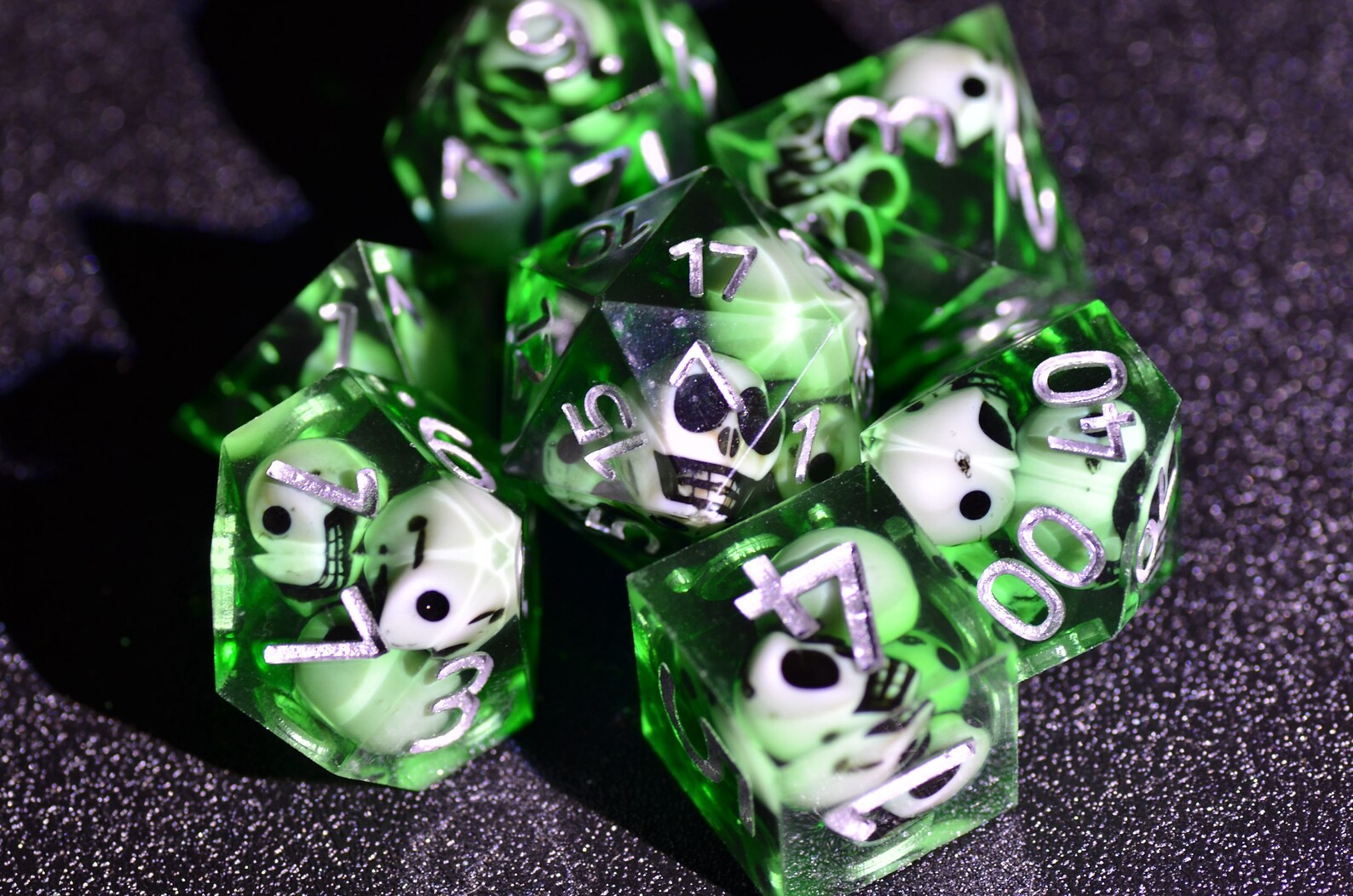 Green Ghost DND dice set Skull Dice set Transparent green Etsy