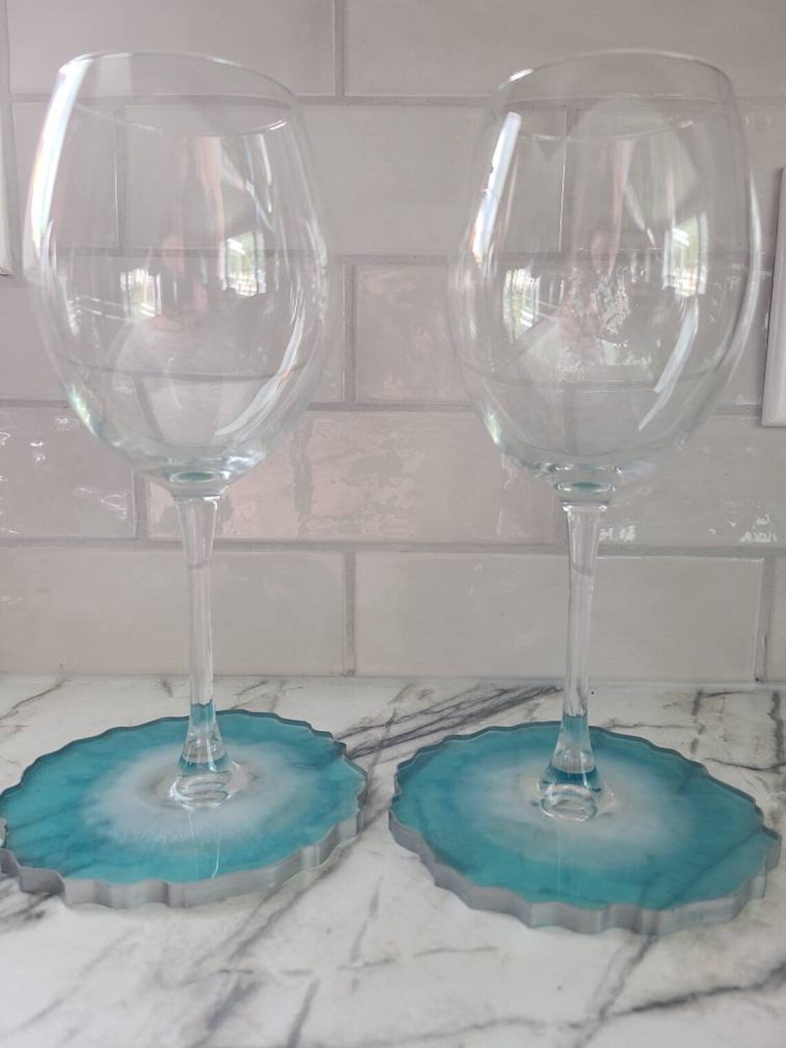 Resin Bottom Wine Glasses Etsy