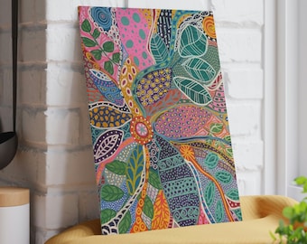 Bold Purple Floral Glass Cutting Board
