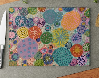 Vibrant Circle Glass Cutting Board