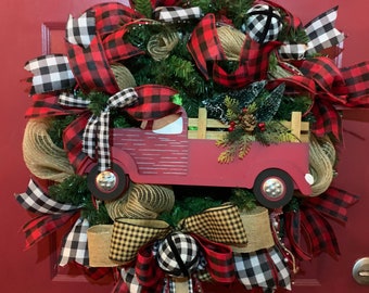 Red Christmas tree truck