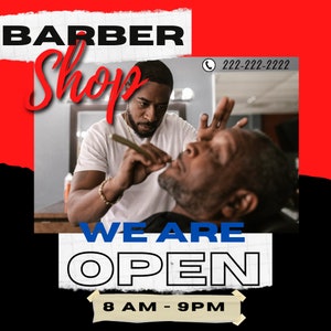 Animated Barbershop grand opening flyer