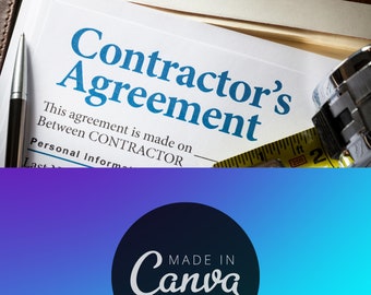 May include: A close-up of a legal document titled "Contractor's Agreement". The document is on a wooden surface with a tape measure and a watch.