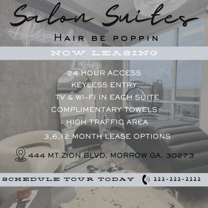 Salon suites now leasing lash tech flyer reel
