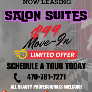 Aimated move-in special salon suites flyer template