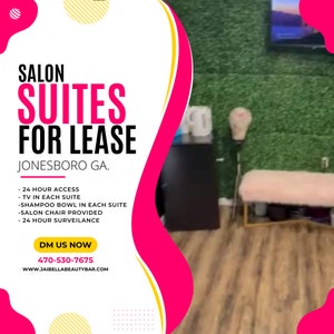 Animated Salon suites for lease now hiring flyer template