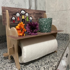 Suporte para toalha de papel, decoração para casa, suporte para rolo, família torna esta casa em casa, presente para mães