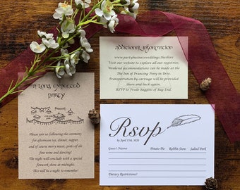 A Long Expected Party Set of 3- Wedding Invitations- ***Excludes Ceremony Invitation***