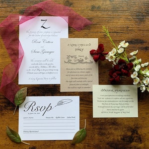A Long Expected Party Set of 4- Wedding Ceremony Invitations- Initial Z