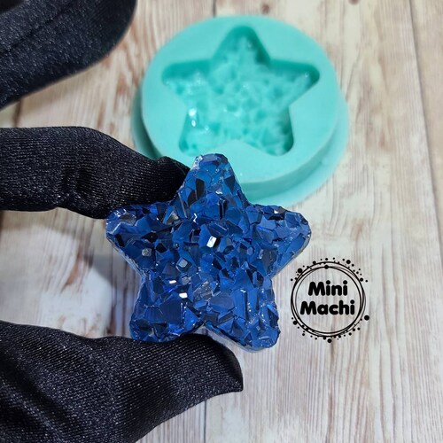 Molde de silicona con forma de estrella drusa de 1,75 pulgadas, molde de resina