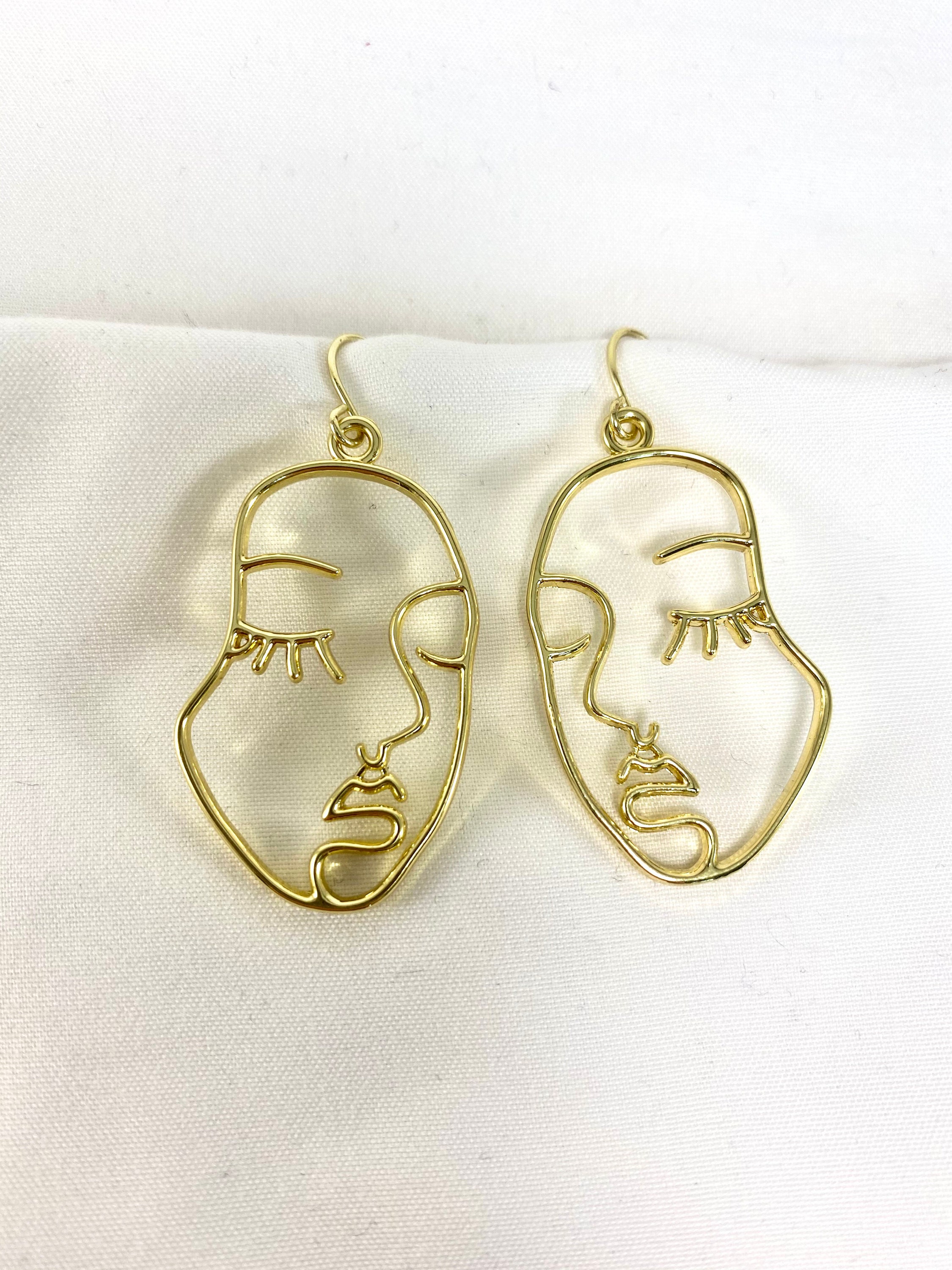 Abstract face earrings gold face earrings gold abstract face Etsy