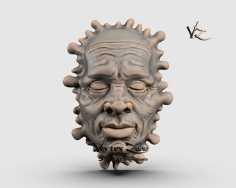 Artistic Old Man Face, 3D STL Model for Cnc users, CNC Router Engraver, V-Carve, Artcam, Vetric, CNC files, Wood, Art, Wall Decor