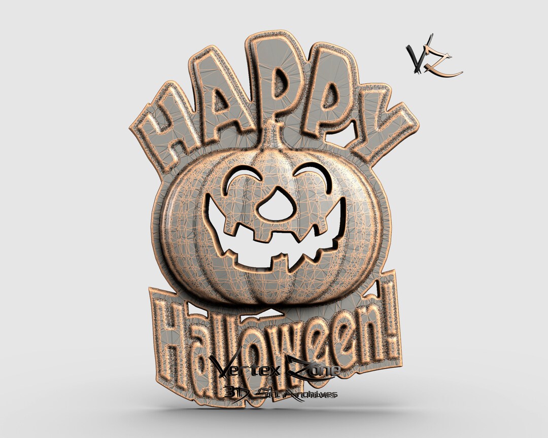 Happy Halloween, 3D STL Model for Cnc Users, CNC Router Engraver, V