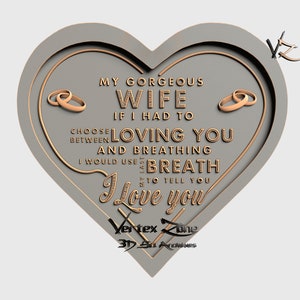 Gift for love, 3D STL Model for Cnc users, CNC Router Engraver, V-Carve, Artcam, Vetric, CNC files, Wood, Art, Wall Decor