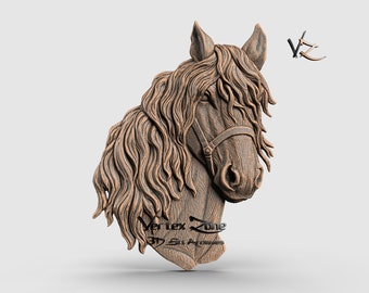 Horse Head, 3D STL Model for Cnc users, CNC Router Engraver, V-Carve, Artcam, Vetric, CNC files, Wood, Art, Wall Decor