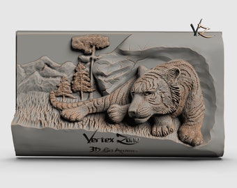 Tiger, 3D STL Model for Cnc users, CNC Router Engraver, V-Carve, Artcam, Vetric, CNC files, Wood, Art, Wall Decor