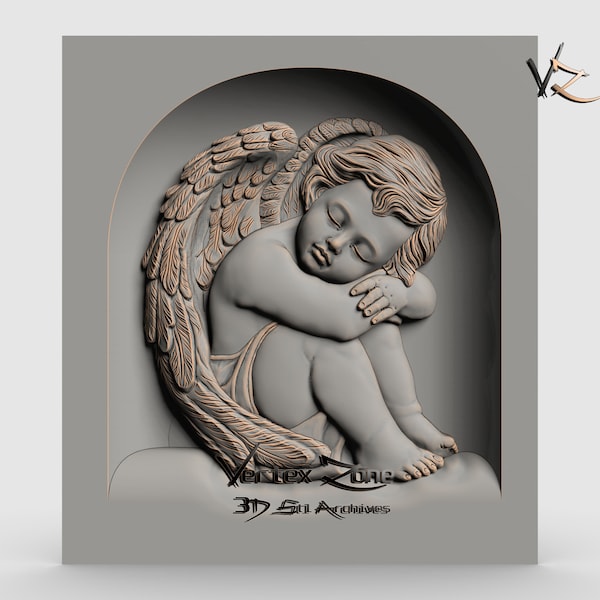 Angel, 3D STL Model for Cnc users, CNC Router Engraver, V-Carve, Artcam, Vetric, CNC files, Wood, Art, Wall Decor