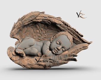 Newborn Baby, 3D STL Model for Cnc users, CNC Router Engraver, V-Carve, Artcam, Vetric, CNC files, Wood, Art, Wall Decor