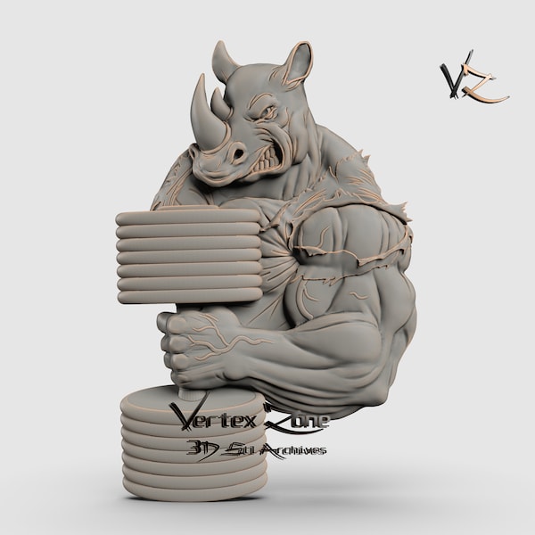 Rhinoceros, 3D STL Model for Cnc users, CNC Router Engraver, V-Carve, Artcam, Vetric, CNC files, Wood, Art, Wall Decor