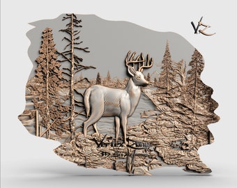 Deer, 3D STL Model for Cnc users, CNC Router Engraver, V-Carve, Artcam, Vetric, CNC files, Wood, Art, Wall Decor